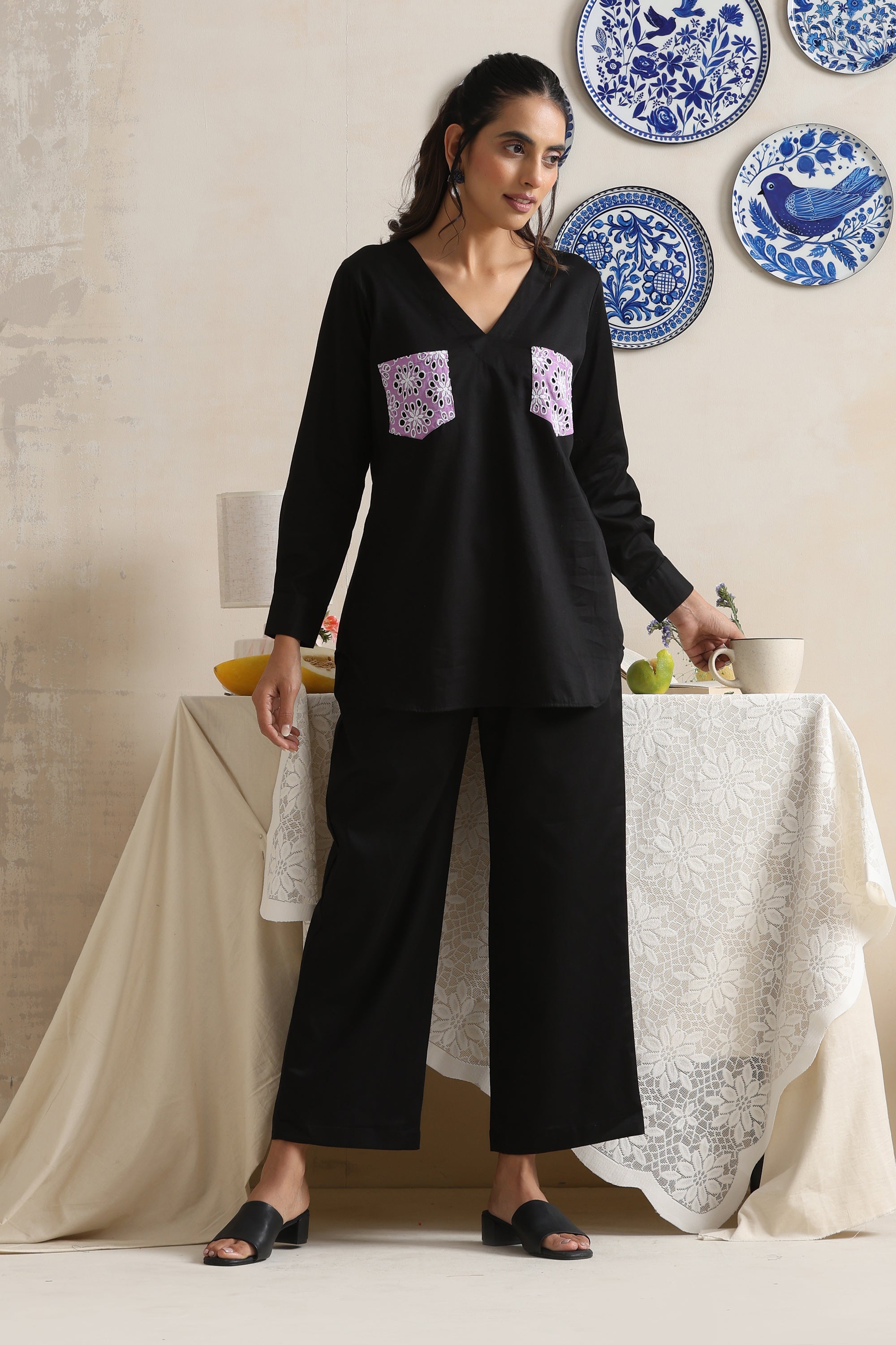 Kendra Black & Purple Co-ord Set