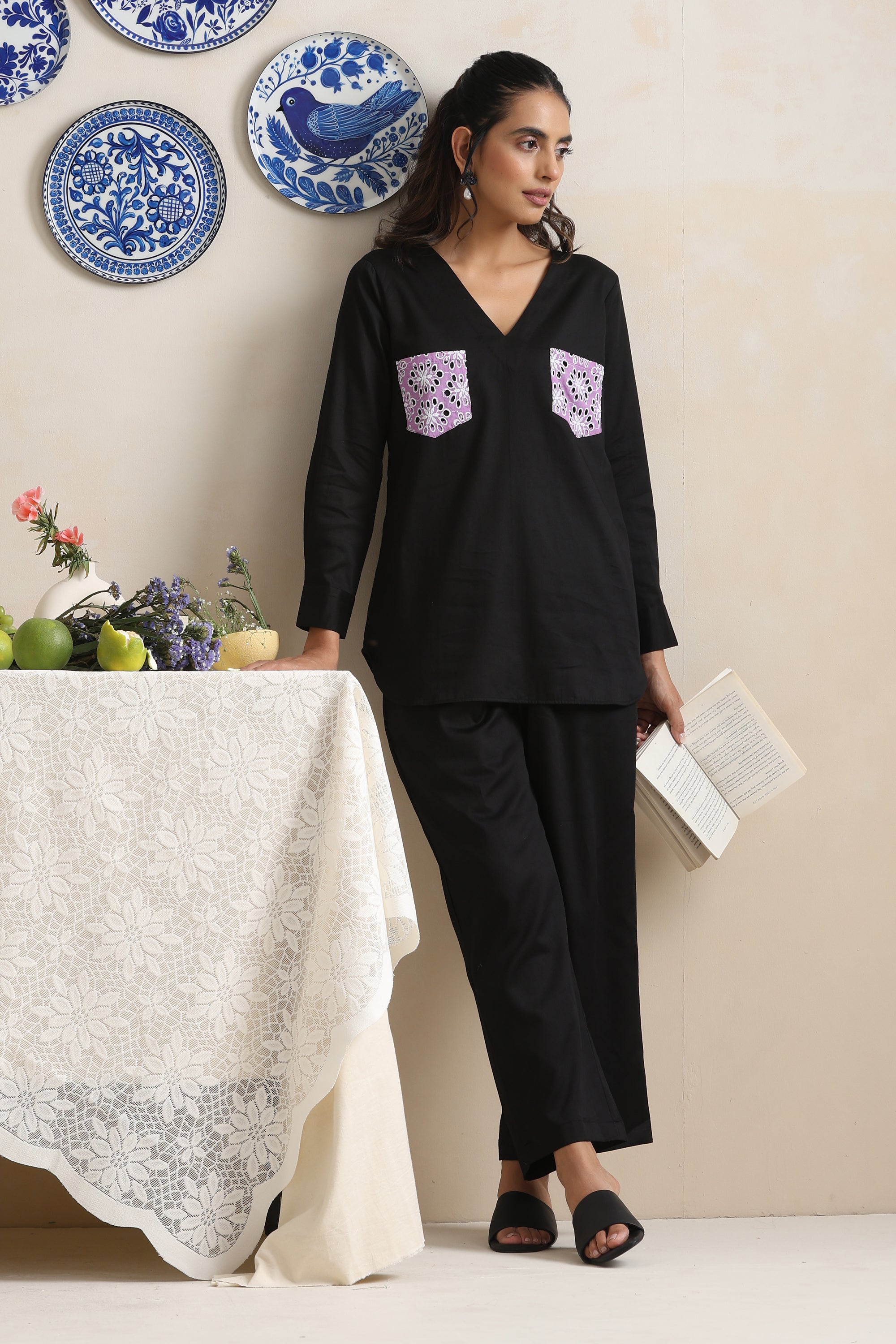 Kendra Black & Purple Co-ord Set