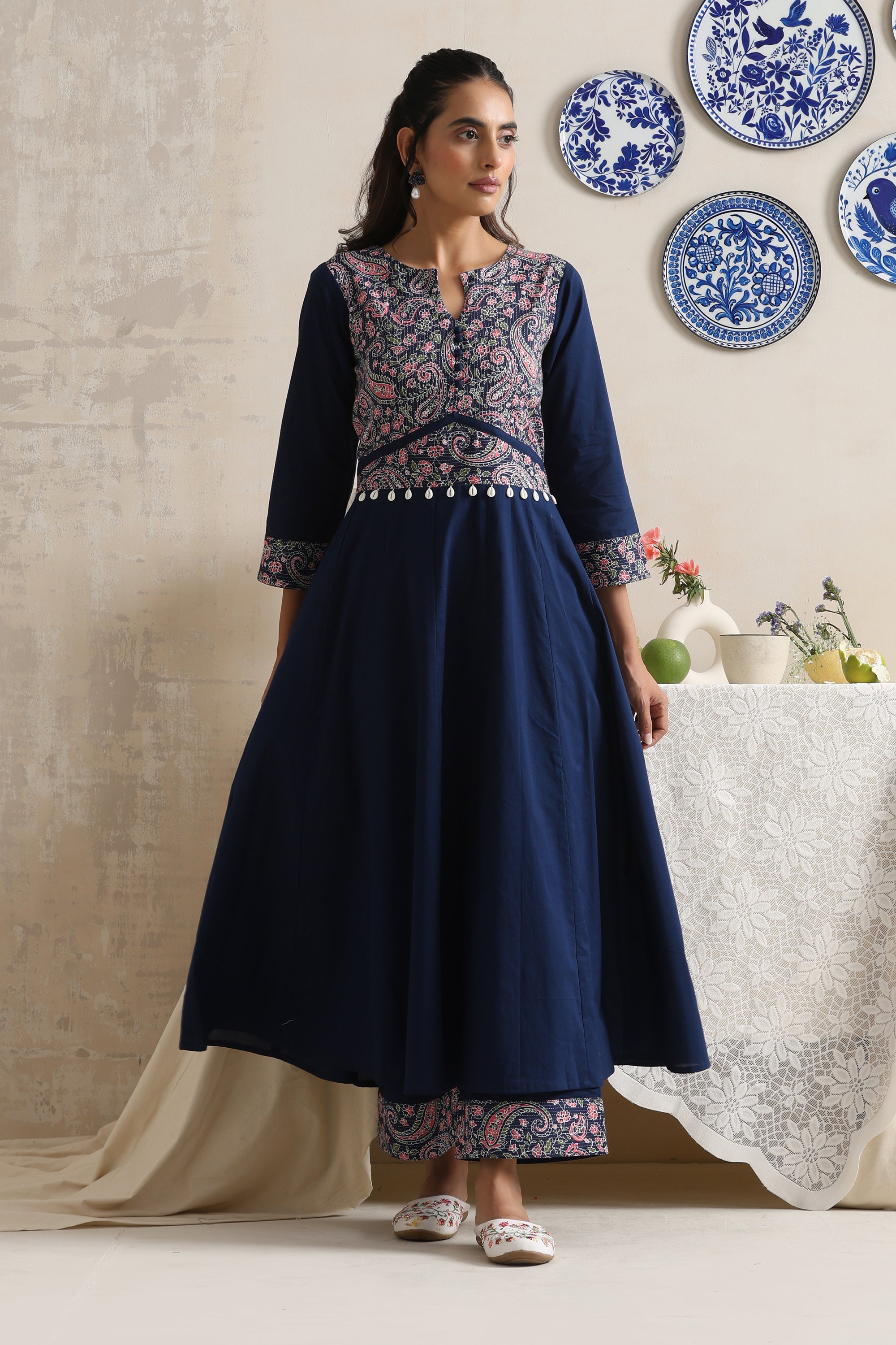 Leona Indigo Paisley Anarkali Set