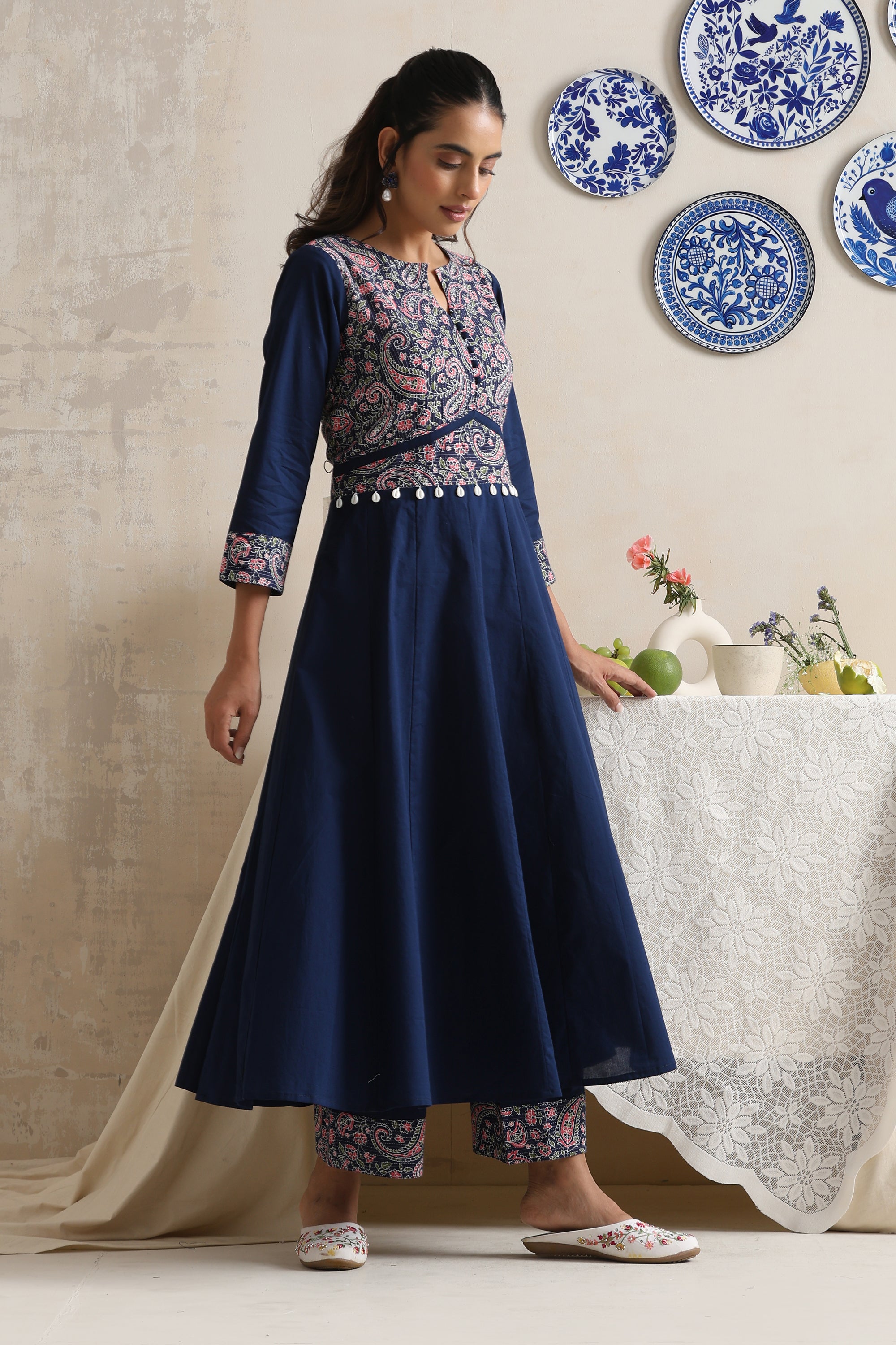Leona Indigo Paisley Anarkali Set