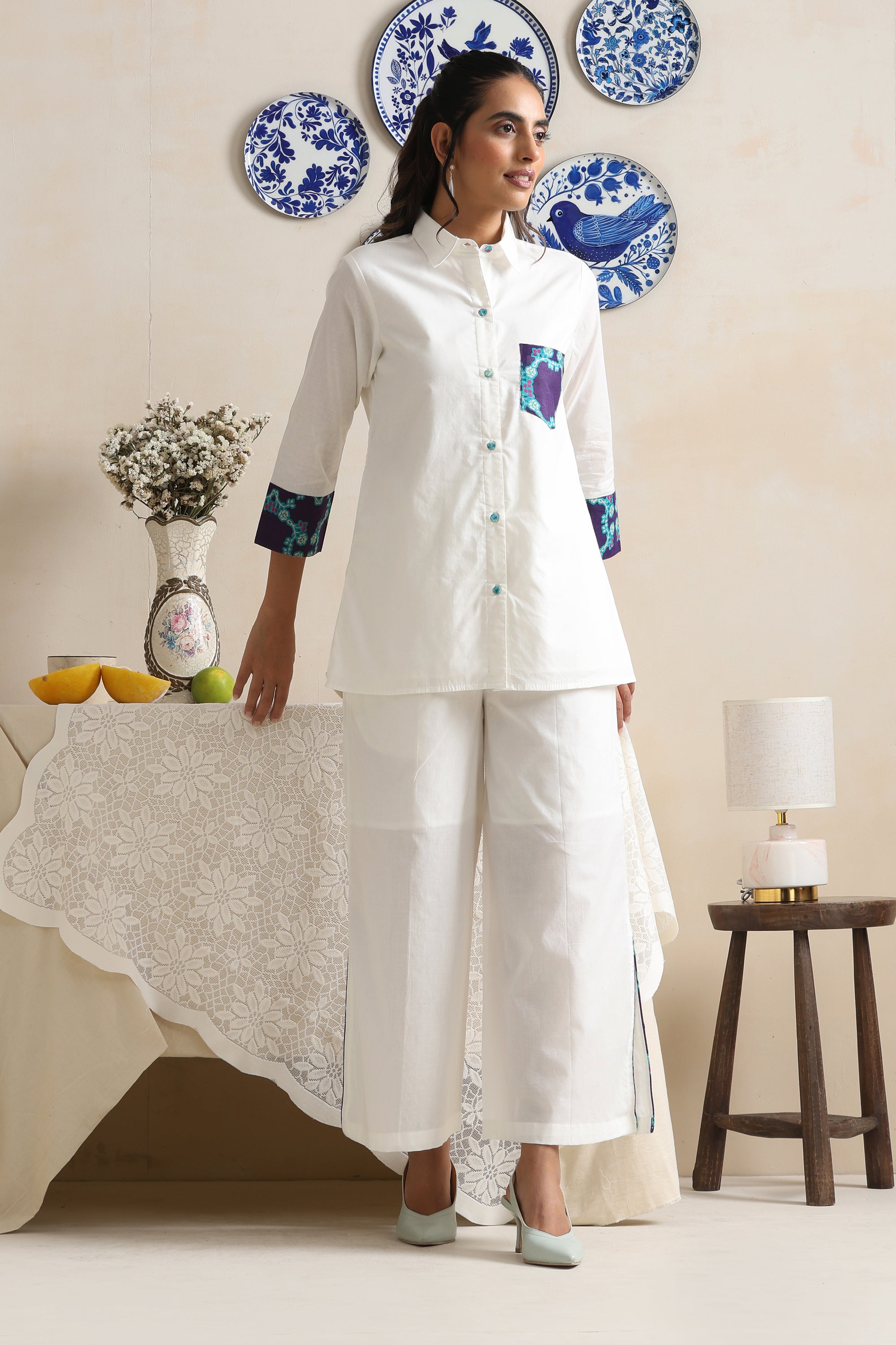 Alora White & Purple Co-ord Set