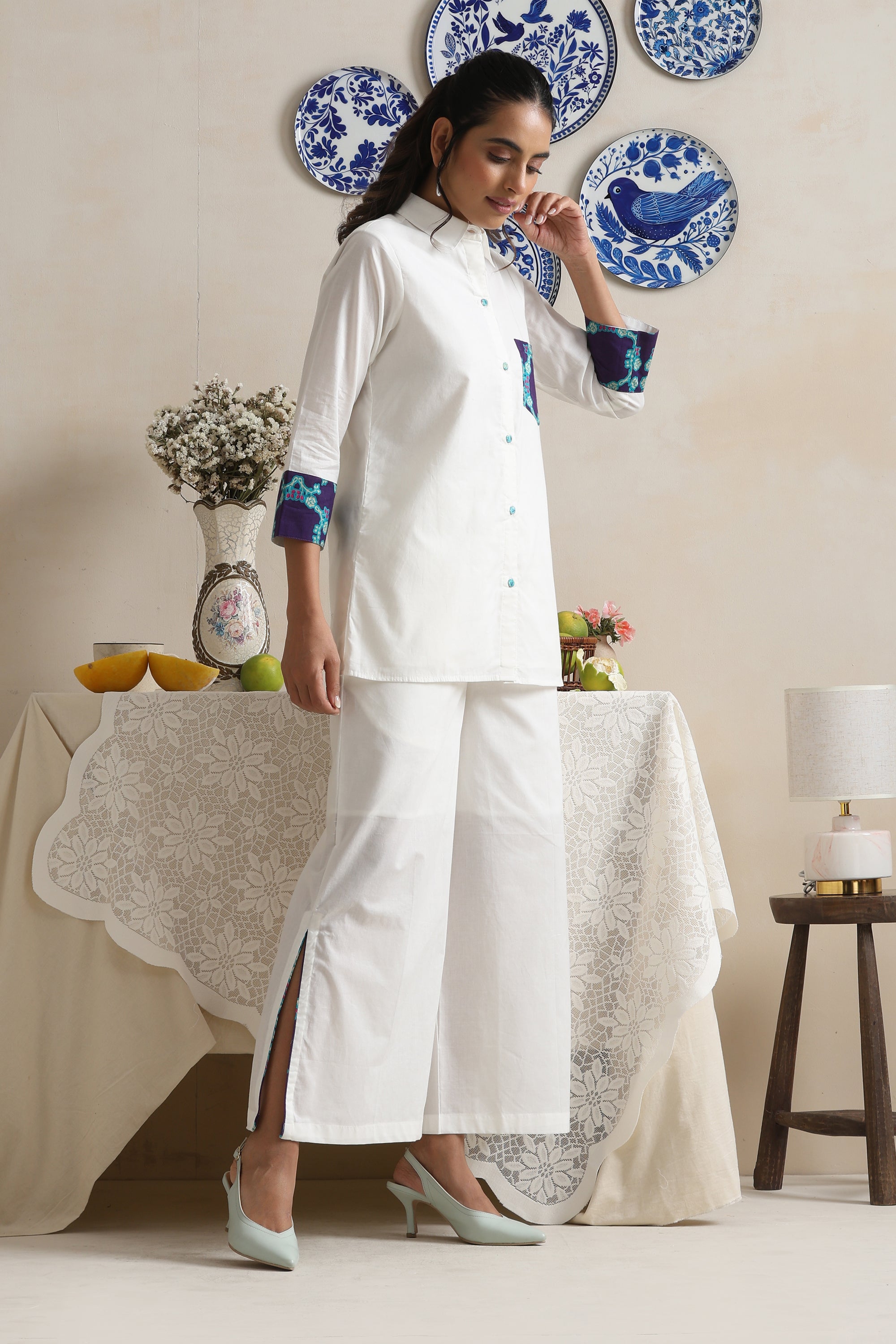 Alora White & Purple Co-ord Set