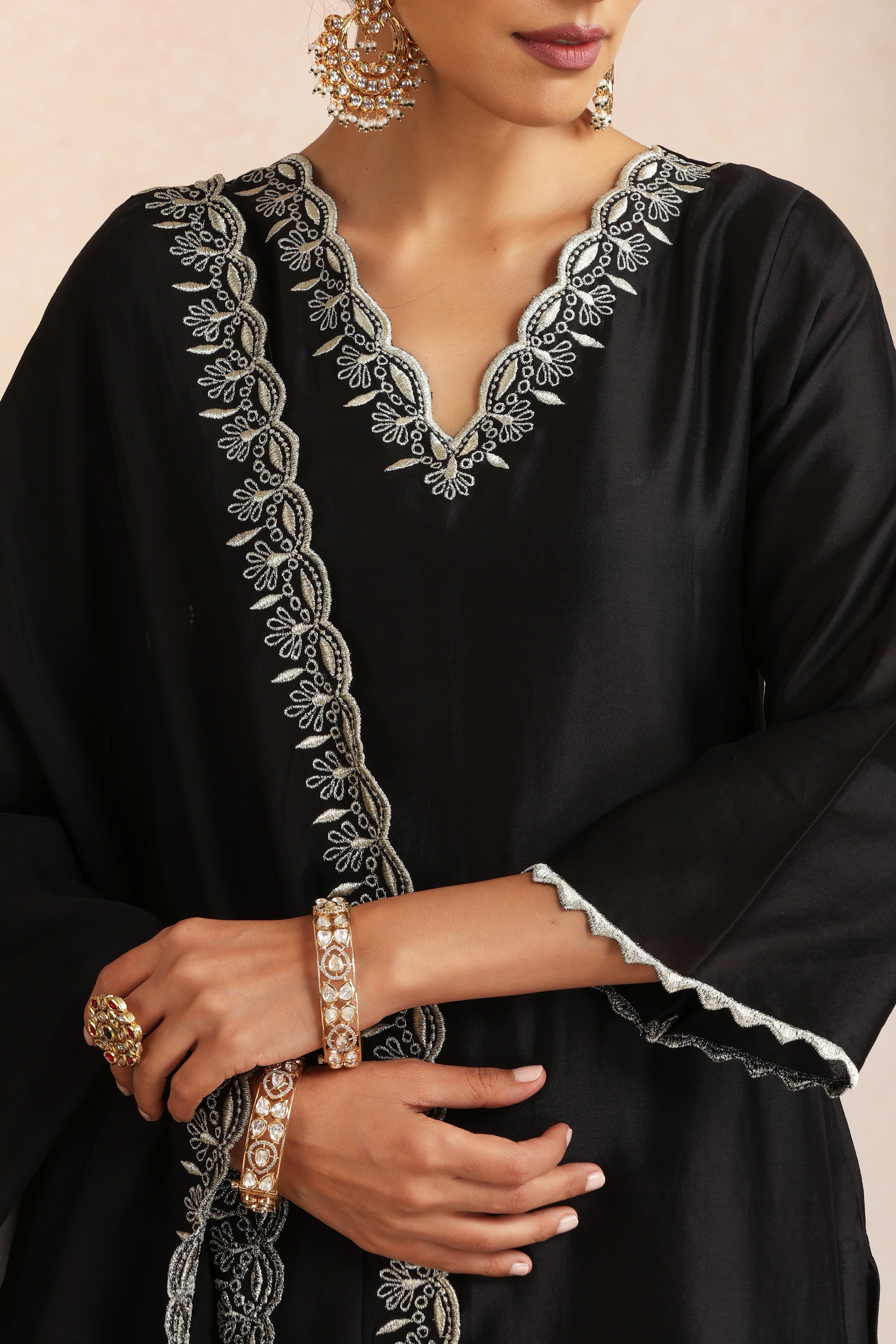 Aradhika Black Embroidered Kurta Set with Dupatta