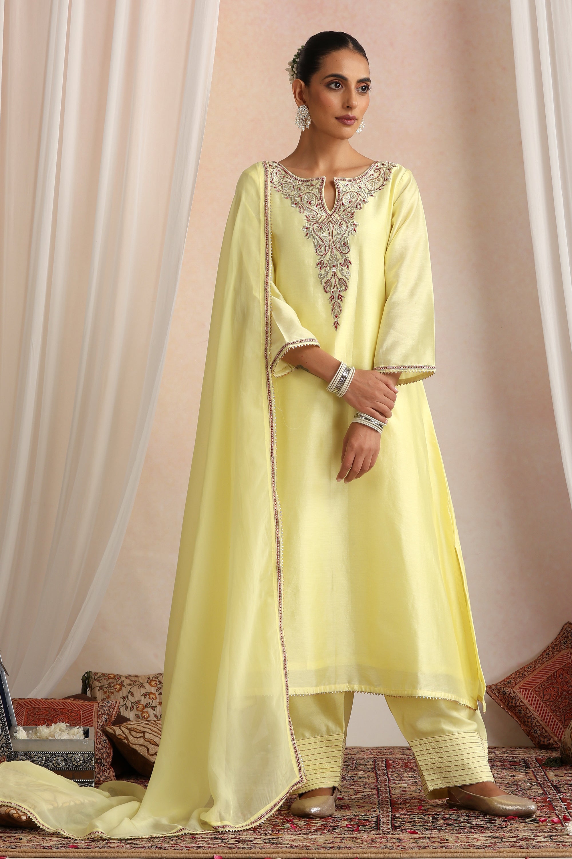 Sunehri Yellow Embroidered Kurta Set with Dupatta